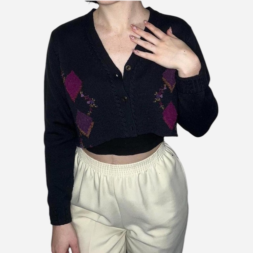 Cropped preppy cardigan